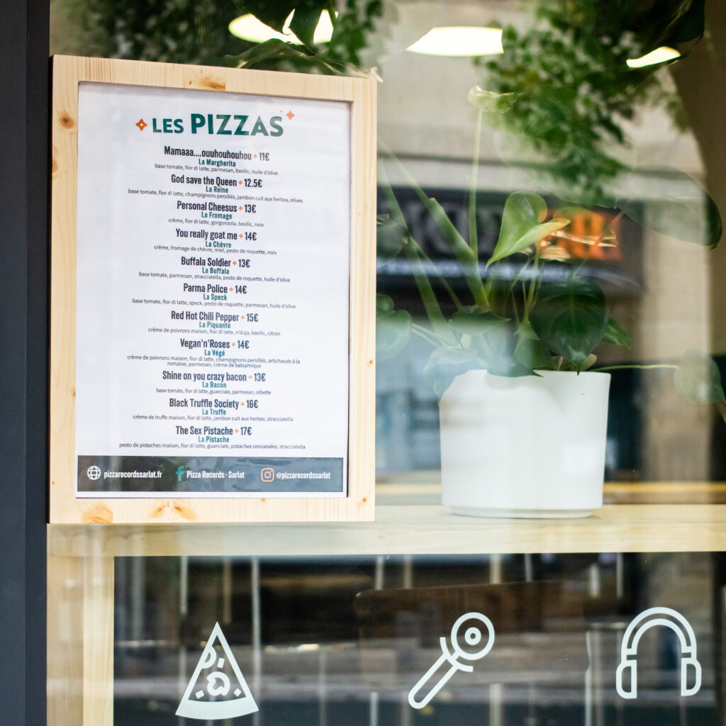 Découvrez la carte des pizzas de Pizza Records Sarlat !